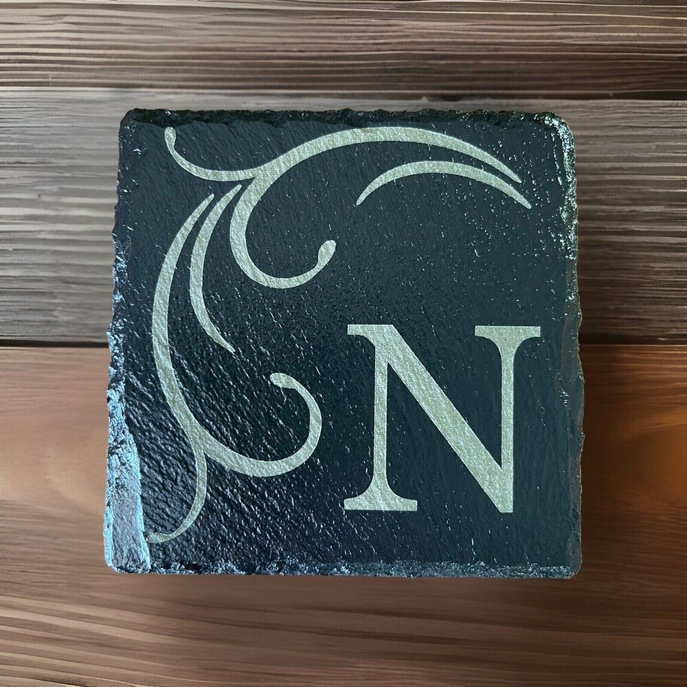 Slate Coasters Personalized Monogram Laser Engraved 🔥 Set Of 4🔥 Made In USA